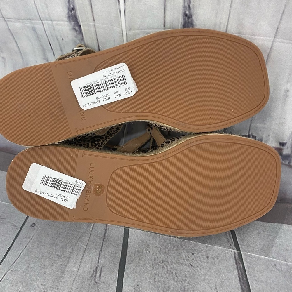 Lucky Brand T-Strap Espadrille Platform Sandals Suede Upper Animal Size 9.5M - Picture 11 of 12